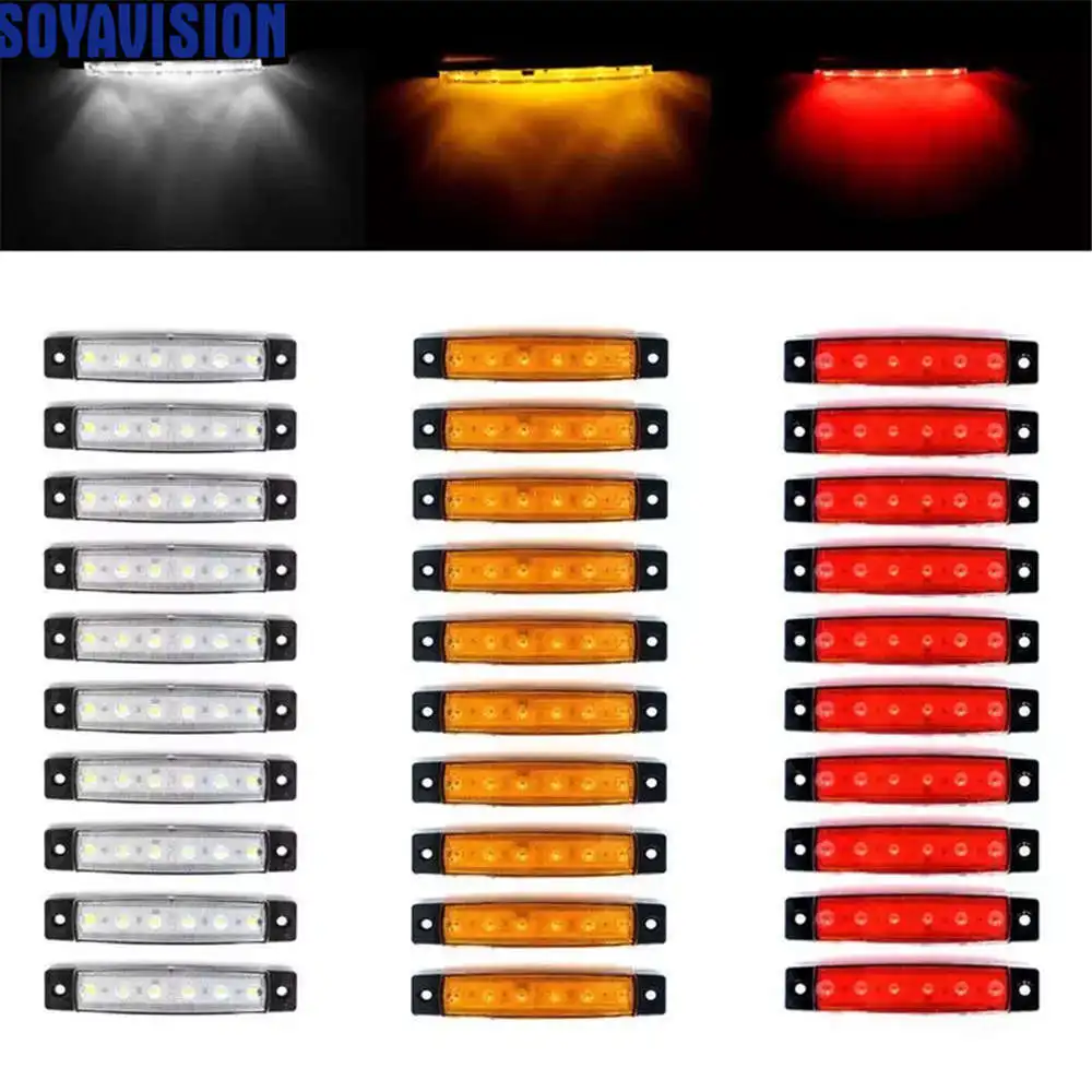 Auto Truck Marker Trail Side 6 LED Lights Signal Lamp Multiple Flexible Choice 10PCS/30PCS Red White Yellow Blue Green 12V/24V
Auto Truck Marker Trail Side 6 LED Lights Signal Lamp Multiple Flexible Choice 10PCS/30PCS Red White Yellow Blue Green 12V/24V