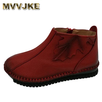 MVVJKE women Vintage Style Genuine Leather Ankle Boots Handmade lace-up Female Warm Winter Shoes Flat Booties
MVVJKE women Vintage Style Genuine Leather Ankle Boots Handmade lace-up Female Warm Winter Shoes Flat Booties