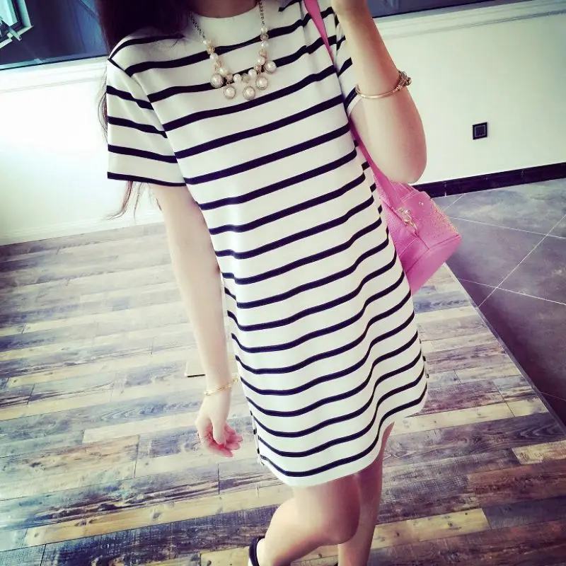 Summer Fashion Women Striped Round Neck Mini Dress Female Casual Short Sleeve Dress
Summer Fashion Women Striped Round Neck Mini Dress Female Casual Short Sleeve Dress