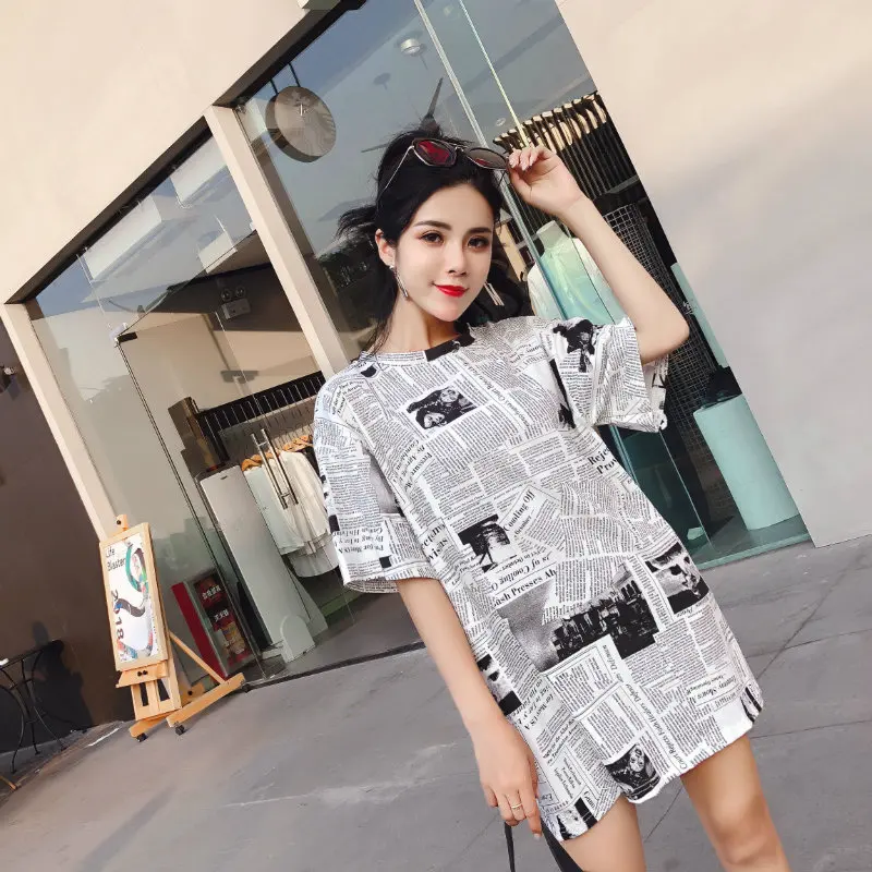 Women's News Paper T Shirts Long Style Letters Print Short Sleeve Harajuku College Girls Graphic Tees Woman Summer Tops SP435
Women's News Paper T Shirts Long Style Letters Print Short Sleeve Harajuku College Girls Graphic Tees Woman Summer Tops SP435