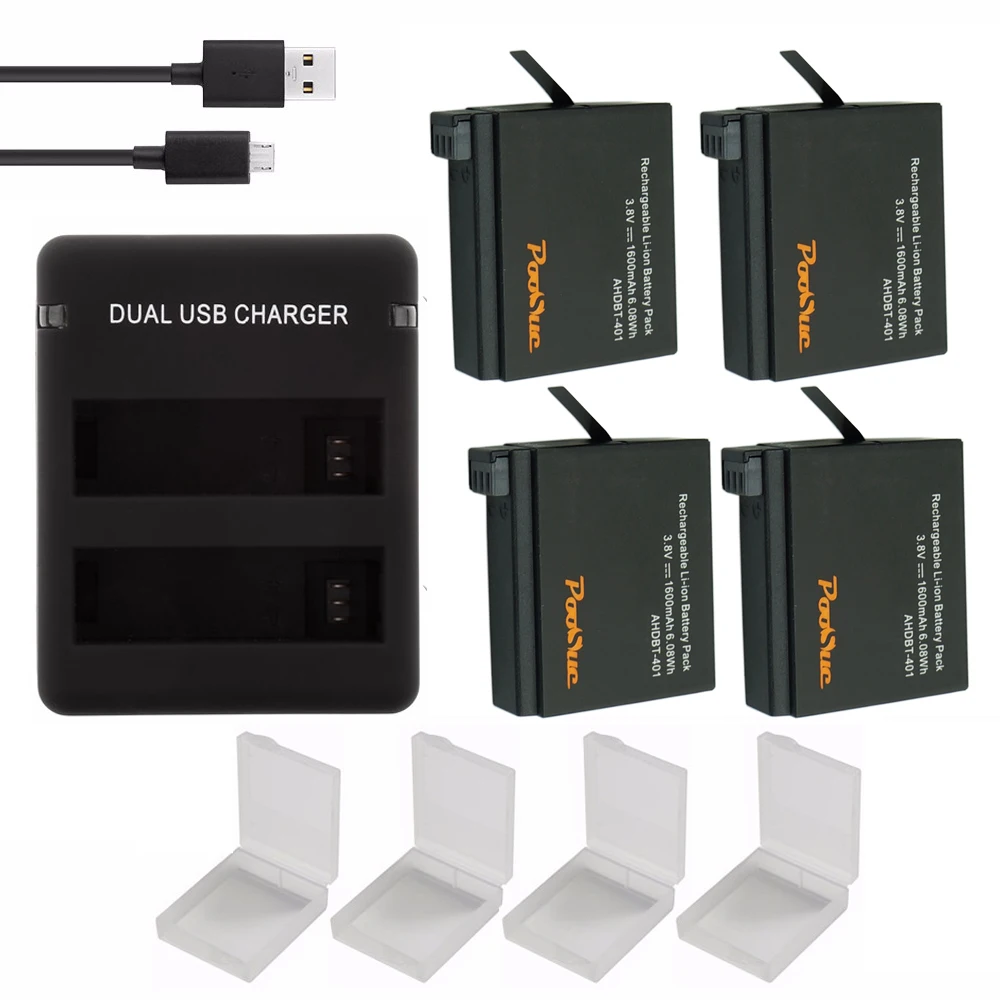 Аккумулятор ahdbt 401 для GoPro Hero 4 аккумулятора с USB зарядкой black Go Pro hero 4|hero battery|battery