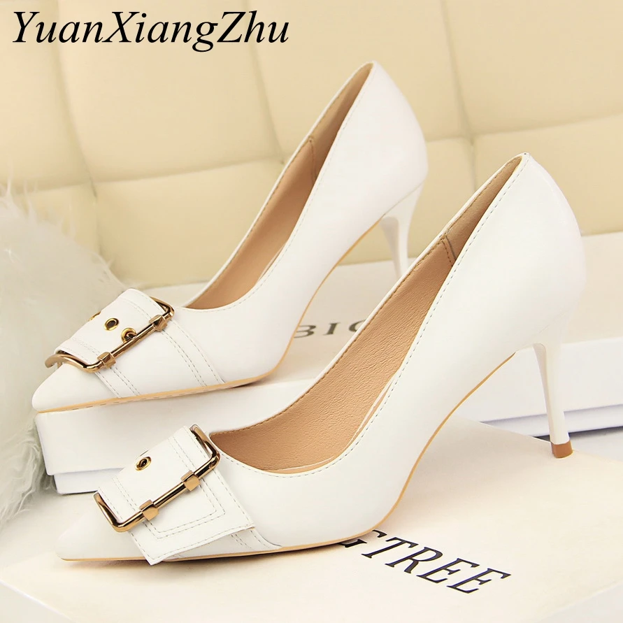 Women Pumps Fashion High Heels Career Woman Shoes 2019 New Shallow Mouth Metal Belt buckle 7.5 CM Thin Heels Ladies shoes
Women Pumps Fashion High Heels Career Woman Shoes 2019 New Shallow Mouth Metal Belt buckle 7.5 CM Thin Heels Ladies shoes