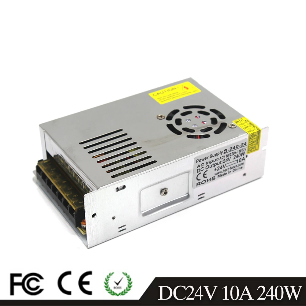 240W 10A 24V Switching Power Supply Transformer 110V 220V AC DC24V SMPS for LED Strip Light Module Display 3D Printer CNC CCTV
240W 10A 24V Switching Power Supply Transformer 110V 220V AC DC24V SMPS for LED Strip Light Module Display 3D Printer CNC CCTV