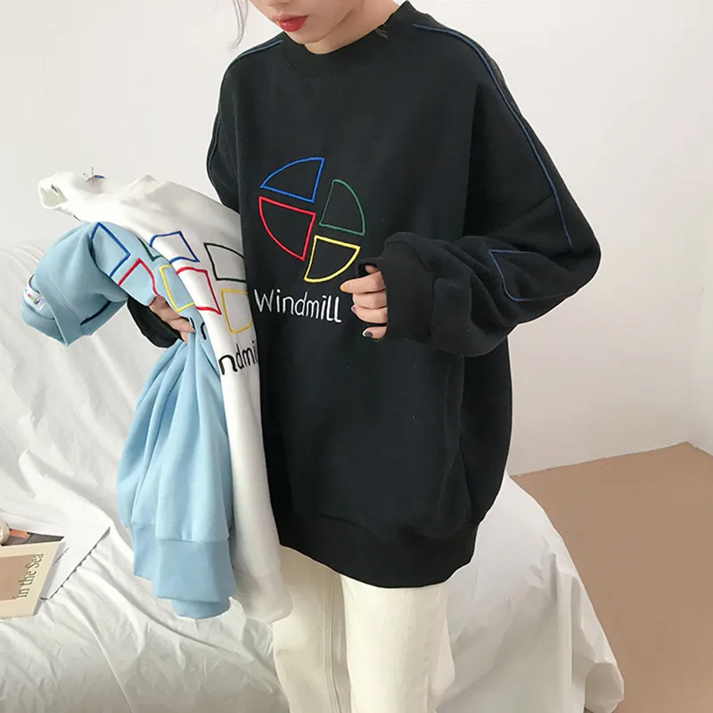 3 colors 2019 spring and autumn preppy style cartoon embroidery plus velvet thicking womens sweatshirts and pullovers (F3596
3 colors 2019 spring and autumn preppy style cartoon embroidery plus velvet thicking womens sweatshirts and pullovers (F3596
