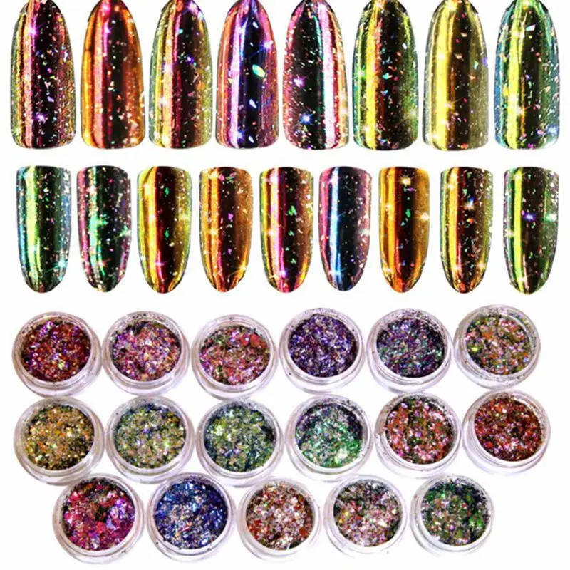 1 box Colorful Glitter Magic Mirror Powder Holographic Unicorn Chameleon Aurora Nail Chrome Pigment Glitters Nail Decoration
1 box Colorful Glitter Magic Mirror Powder Holographic Unicorn Chameleon Aurora Nail Chrome Pigment Glitters Nail Decoration