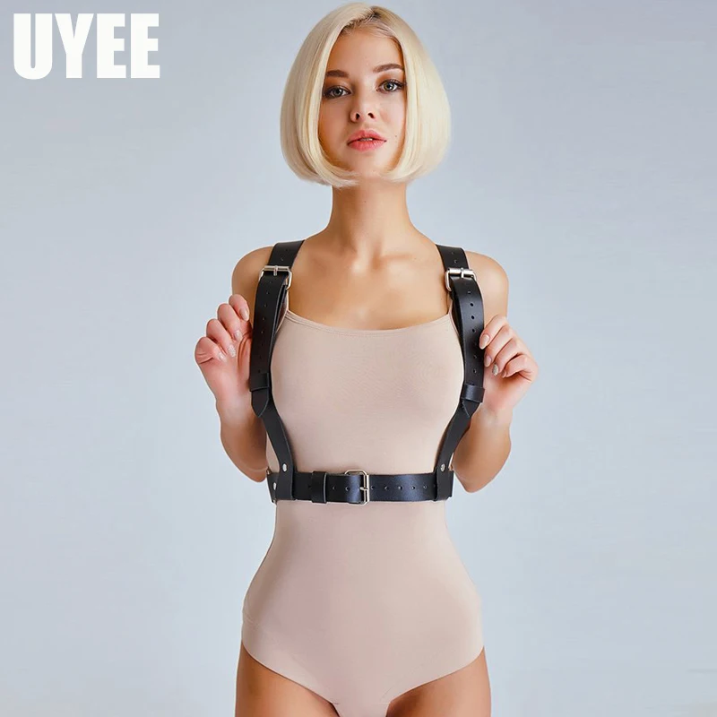 

UYEE Adult Erotic Stockings Belts Adjustable Body Bondage Garters Cage Bra Harness Suspenders Rave Bra Waist Wide Straps LB-009