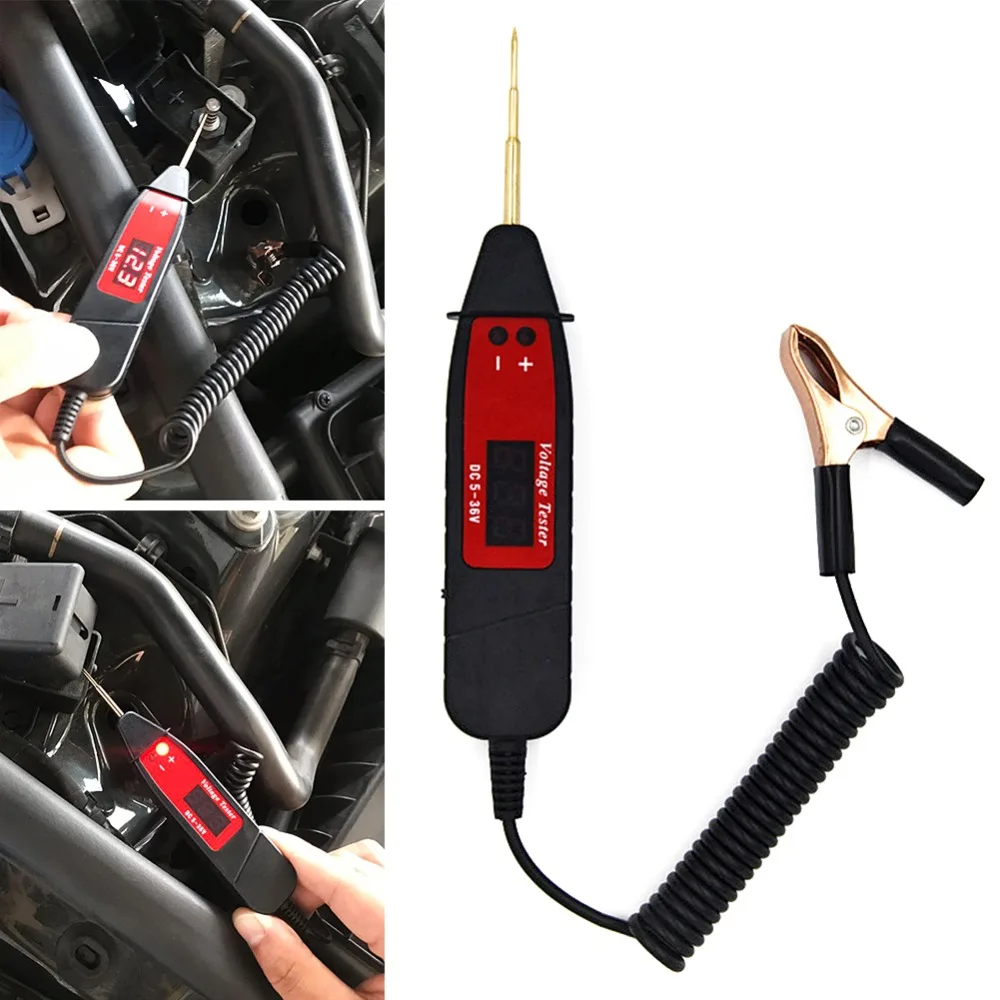 Universal 5-48V LCD Digital Automotive Car Circuit Tester Auto Voltage Meter Power Probe Lamp Test Pen with 14inch Spring Cable
Universal 5-48V LCD Digital Automotive Car Circuit Tester Auto Voltage Meter Power Probe Lamp Test Pen with 14inch Spring Cable