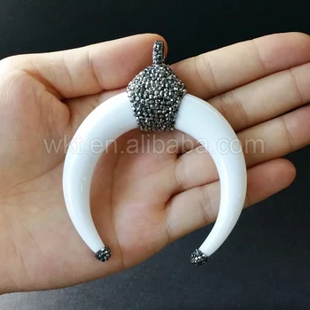 WT-NP216 Unique Charm Big White Horn Pendant Resin Horn with Rhinestone Pave White Pendant 60mm Big Pendant Design Wholesale
WT-NP216 Unique Charm Big White Horn Pendant Resin Horn with Rhinestone Pave White Pendant 60mm Big Pendant Design Wholesale
