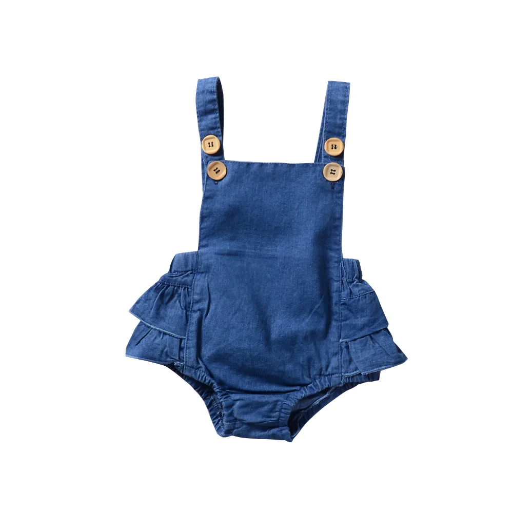 Infant Baby Clothes Demin Suspender Sleeveless Jumpsuit Ruched Romper Outwear Bebe Children Clothes 
Infant Baby Clothes Demin Suspender Sleeveless Jumpsuit Ruched Romper Outwear Bebe Children Clothes