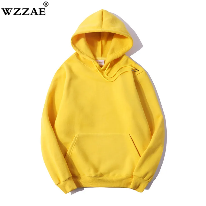 

100% Cotton Fashion Color Hooides Men's Thick Clothes Winter Sweatshirts Men Hip Hop Streetwear Solid Fleece Hoody Man Clothing