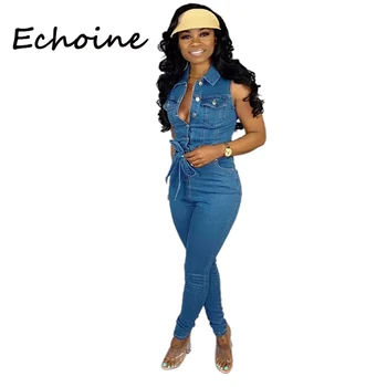 Echoine Cowboy Jumpsuit Front Tie Bandage Sleeveless Playsuit Long Rompers Womens Jumpsuit Overalls 2019
Echoine Cowboy Jumpsuit Front Tie Bandage Sleeveless Playsuit Long Rompers Womens Jumpsuit Overalls 2019