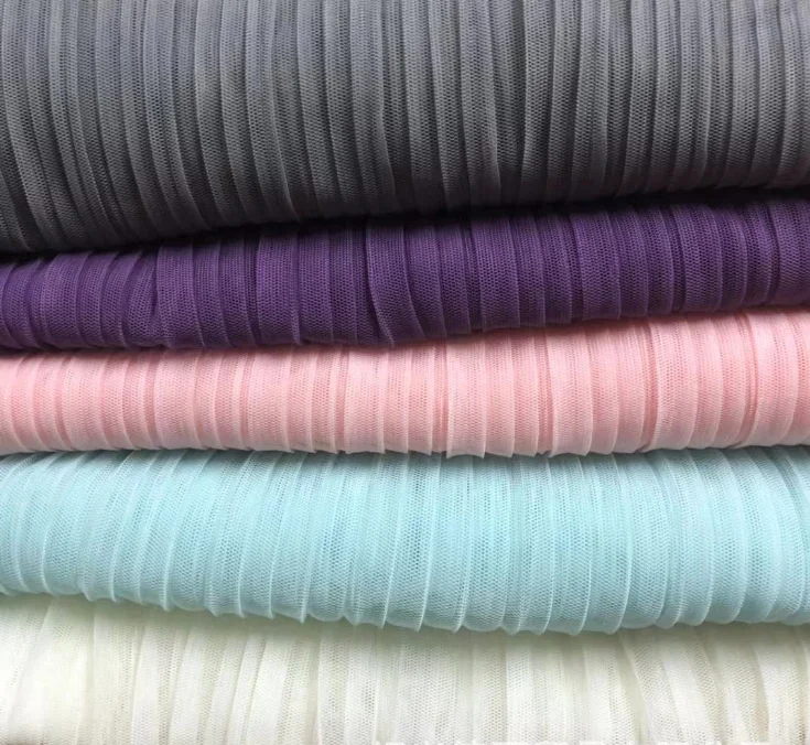 Solid color pleated yarn pleated designer fabric elastic lace fashion perspective organ folded gauze fabric 5 color
Solid color pleated yarn pleated designer fabric elastic lace fashion perspective organ folded gauze fabric 5 color