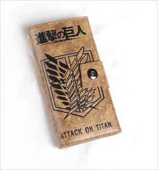 Anime theme long style PU wallet with printings of Attack on Titan Scouting corps sign
Anime theme long style PU wallet with printings of Attack on Titan Scouting corps sign