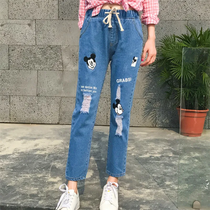 Mickey Mouse Jeans Woman Knee Ripped Boyfriend Jeans For Women High Waist Baggy Boyfriend Jeans Elastic Waist Ankle Denim Pants
Mickey Mouse Jeans Woman Knee Ripped Boyfriend Jeans For Women High Waist Baggy Boyfriend Jeans Elastic Waist Ankle Denim Pants