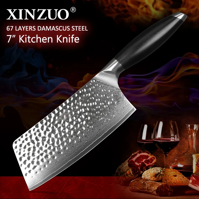 XINZUO 7'' inch Chopping Knife 67 Layers Damascus Steel Excellent G10 Handle New Big Chinese Style Nakiri Cleaver Cooking Knives
XINZUO 7'' inch Chopping Knife 67 Layers Damascus Steel Excellent G10 Handle New Big Chinese Style Nakiri Cleaver Cooking Knives
