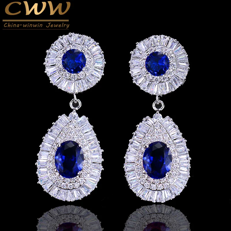 CWWZircons Design All The Way Cubic Zirconia Setting High Quality Long Drop Women Earrings with Blue Stones CZ314
CWWZircons Design All The Way Cubic Zirconia Setting High Quality Long Drop Women Earrings with Blue Stones CZ314