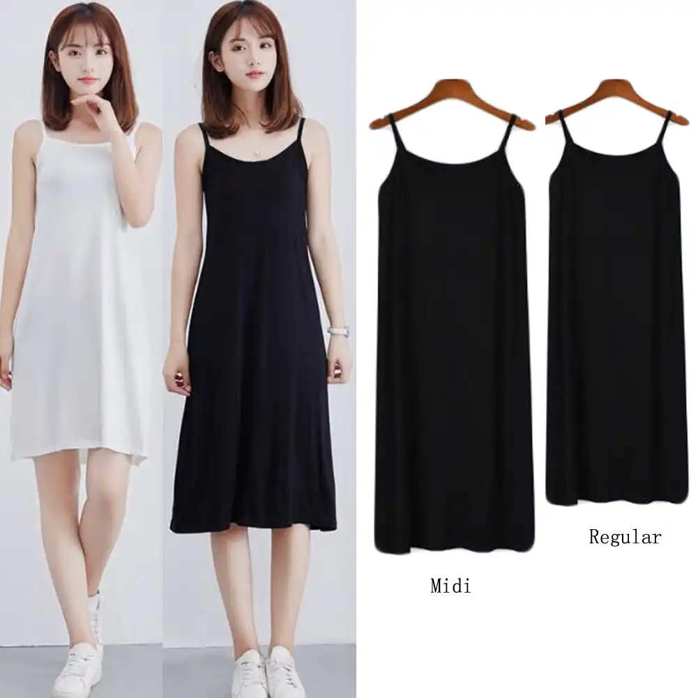 plus size long black slip
