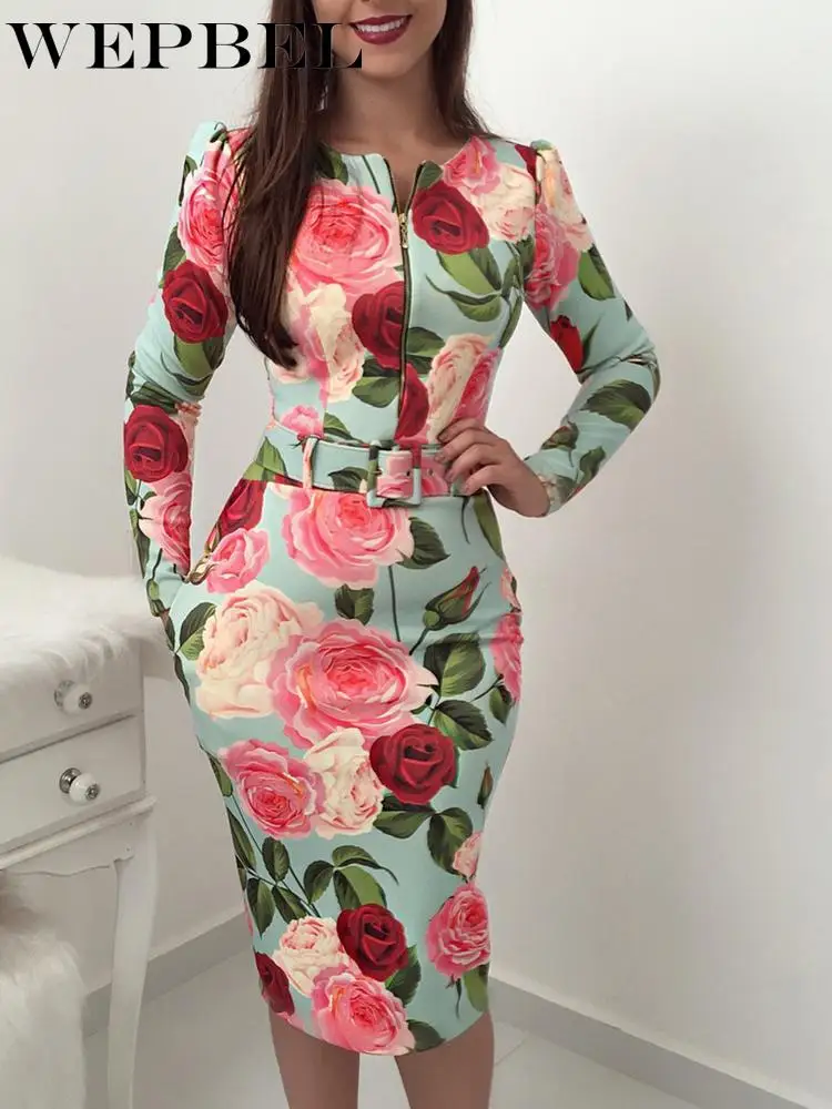 WEPBEL Women O Neck Floral Dress Long Sleeve Flower Print Summer Sexy Sashes Casual New Ladies Dresses
WEPBEL Women O Neck Floral Dress Long Sleeve Flower Print Summer Sexy Sashes Casual New Ladies Dresses