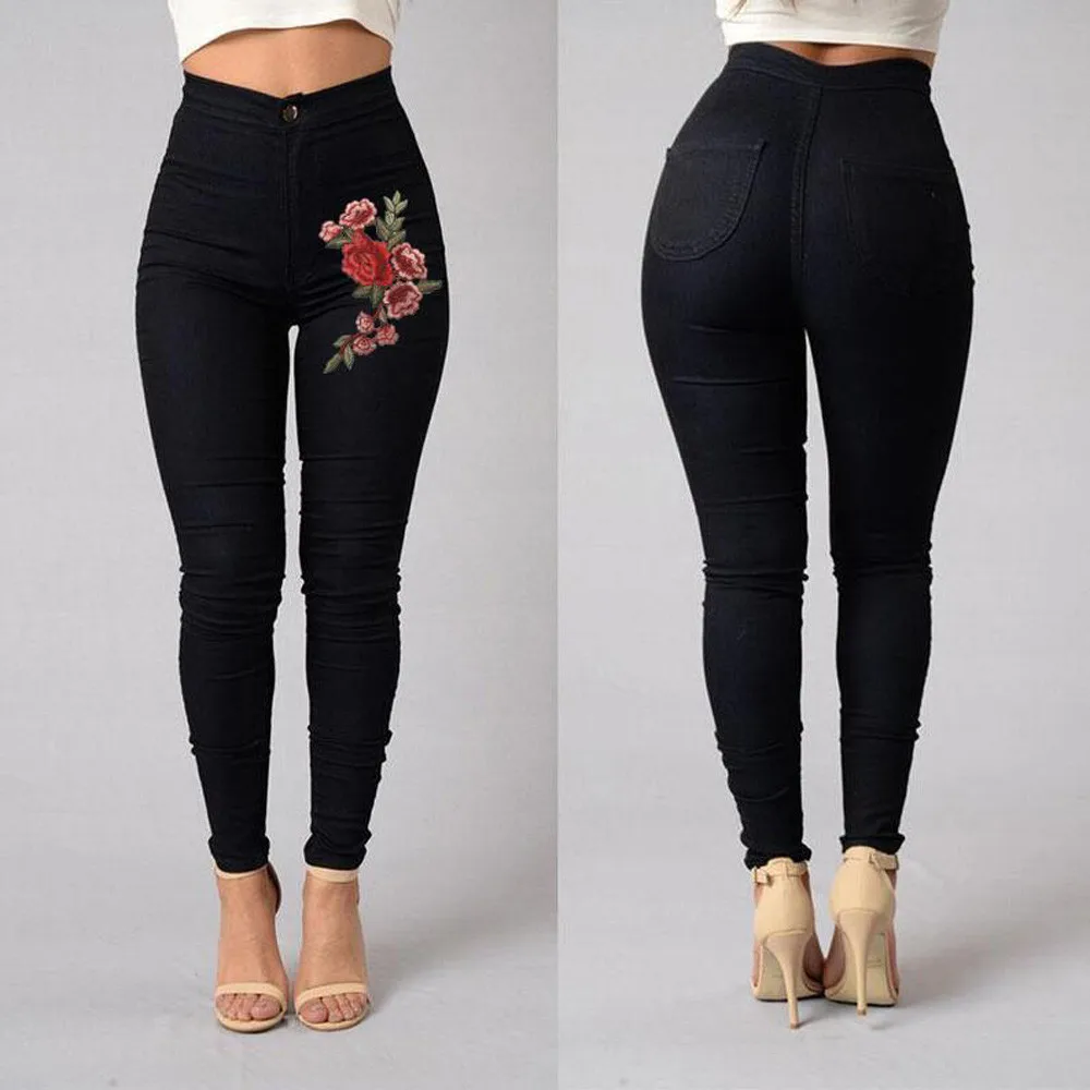 Fashion Sexy Women soft and comfortable Skinny Floral Applique Jeans High Waist Stretch Pencil Pants L50/0130
Fashion Sexy Women soft and comfortable Skinny Floral Applique Jeans High Waist Stretch Pencil Pants L50/0130