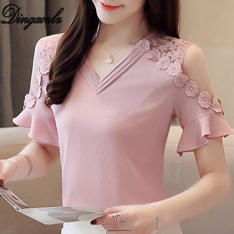 Dingaozlz 2019 new korean fashion short sleeve lace tops elegant mesh stitching lace chiffon blouse casual women chiffon shirt
Dingaozlz 2019 new korean fashion short sleeve lace tops elegant mesh stitching lace chiffon blouse casual women chiffon shirt