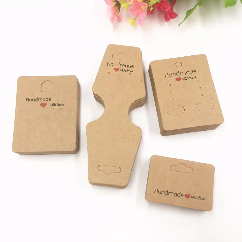 100pcs kraft paper handmade with love jewelry cards/necklace