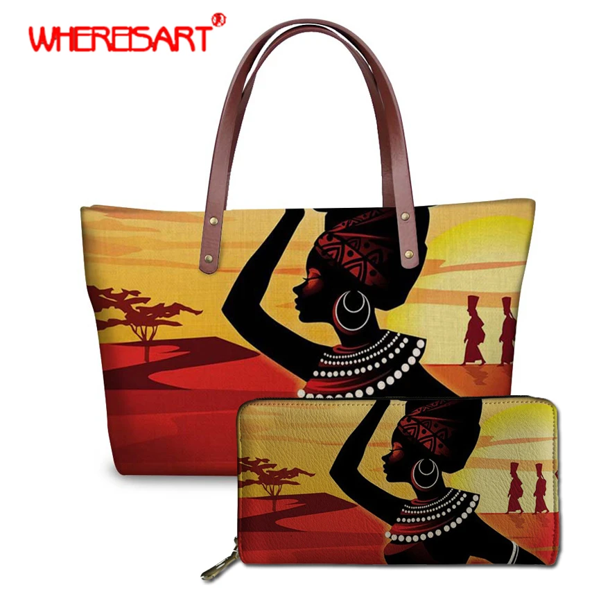 WHEREISART Black Art Afro Printing African Girls Women Messenger Bag Large tote Bag for Women Vogue Purse with Handbag Set 2019
WHEREISART Black Art Afro Printing African Girls Women Messenger Bag Large tote Bag for Women Vogue Purse with Handbag Set 2019