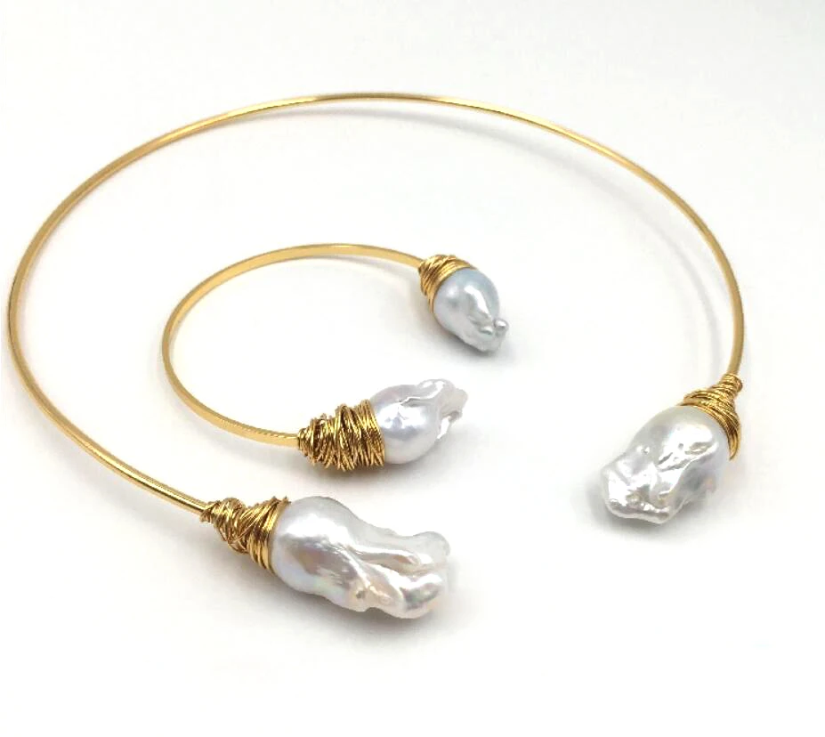 CSxjd Charm natural baroque pearl necklace and bracelet shine gold colour for women's
CSxjd Charm natural baroque pearl necklace and bracelet shine gold colour for women's
