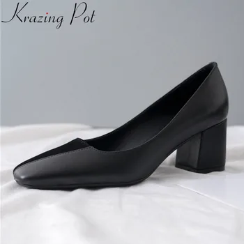 Krazing Pot new genuine leather chunky med heels slip on dress dating pumps patchwork square toe office lady Spring shoes L44
Krazing Pot new genuine leather chunky med heels slip on dress dating pumps patchwork square toe office lady Spring shoes L44