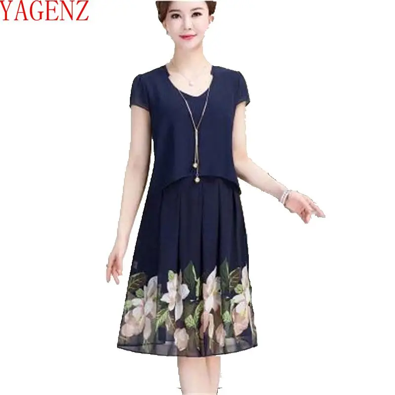 YAGENZ Middle-aged Summer Women clothing chiffon dress Medium long printing Large size high quality New Temperament dress KG327
YAGENZ Middle-aged Summer Women clothing chiffon dress Medium long printing Large size high quality New Temperament dress KG327