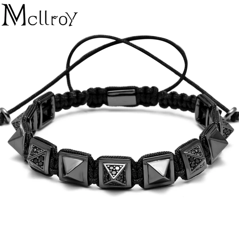 Mcllroy Famous Brand Braiding Macrame Bracelet Male Jewelry Micro Pave Black rope CZ Square Charm crystal Bracelet Drop shipping
Mcllroy Famous Brand Braiding Macrame Bracelet Male Jewelry Micro Pave Black rope CZ Square Charm crystal Bracelet Drop shipping