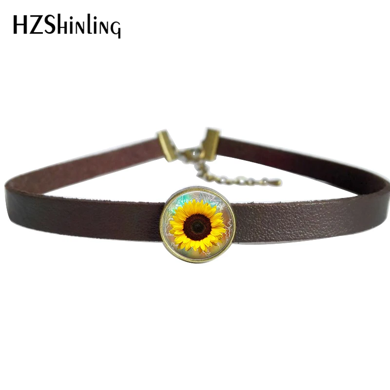 2017 NEW Gold Sunflower Necklace Art Plant Jewelry Leather Choker Necklace For Women Glass Photo Pendants
2017 NEW Gold Sunflower Necklace Art Plant Jewelry Leather Choker Necklace For Women Glass Photo Pendants