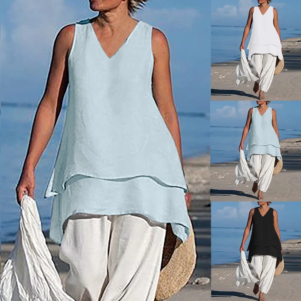 Hot Sale Solid Color Summer Blouses Women Casual Asymmetrical Plus Size Sleeveless Blouses V Neck Tunics Shirt Tops harajuku #C
Hot Sale Solid Color Summer Blouses Women Casual Asymmetrical Plus Size Sleeveless Blouses V Neck Tunics Shirt Tops harajuku #C