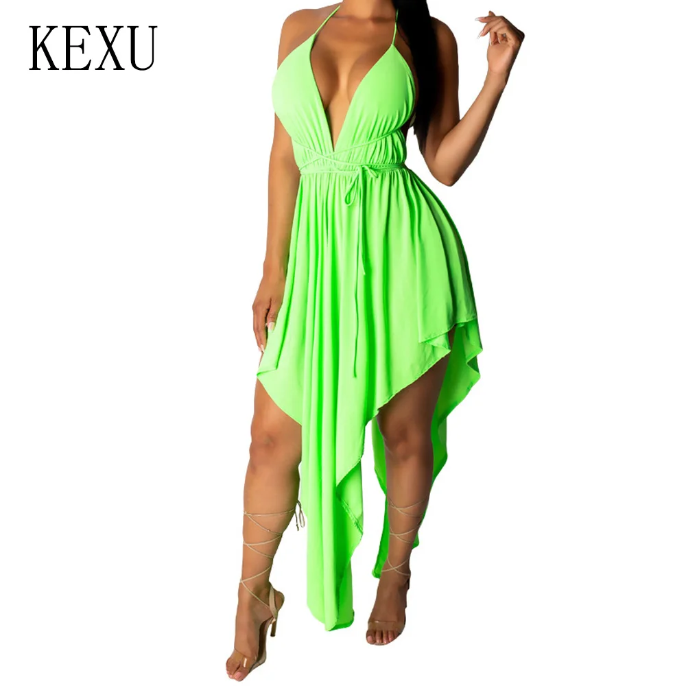 KEXU Summer Elegant Lace Up Backless Halter Bandage Dress Deep V Neck Sleeveless Sexy Asymmetrical Party Night Club Dresses
KEXU Summer Elegant Lace Up Backless Halter Bandage Dress Deep V Neck Sleeveless Sexy Asymmetrical Party Night Club Dresses