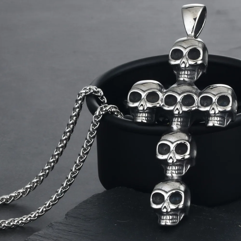 Vintage Skeletons Cross Pendant Necklaces for Men Women Stainless Steel Braided Chain Silver Tone Jewelry Fine Accessories MN136
Vintage Skeletons Cross Pendant Necklaces for Men Women Stainless Steel Braided Chain Silver Tone Jewelry Fine Accessories MN136