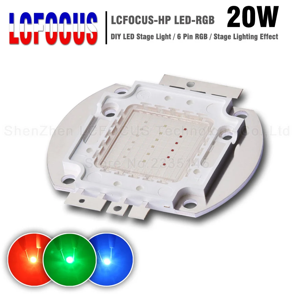 Высокая мощность 20 Вт RGB LED Chip COB Beads световая лампа полного цвета Красный Зеленый