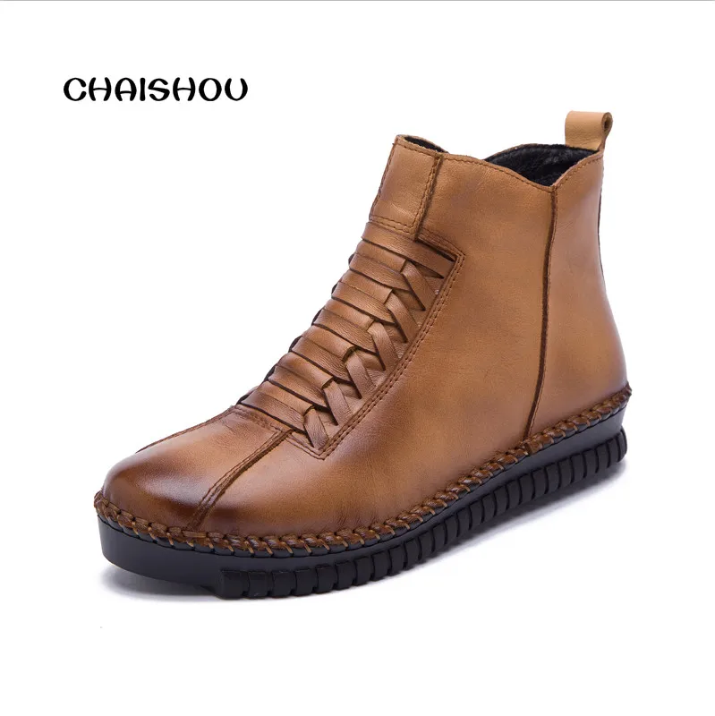 CHAISHOU Women Boots round toe Soft Leather Women Ankle Boots Good Quality Big Size Snow Boot Casual Ladies Platform Boots
CHAISHOU Women Boots round toe Soft Leather Women Ankle Boots Good Quality Big Size Snow Boot Casual Ladies Platform Boots