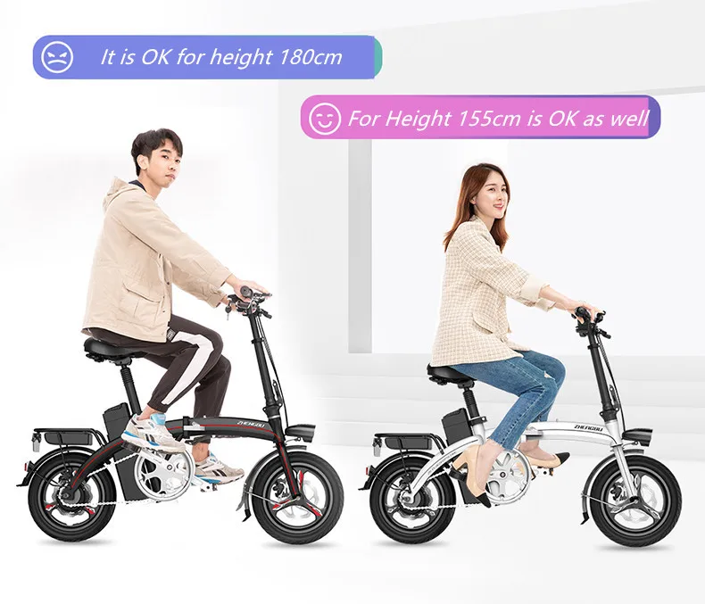 Perfect Electric Bicycle 14 inch Wheel Aluminum Alloy Frame Foldable Men ebike 8 10 12.5A Lithium Battery 48V 400W Women electric bike 20