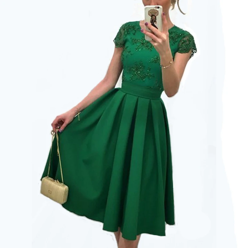 Sexy Pleat Dress Open Back Round Neck Short Sleeve Solid Patchwork Party Dress Formal Summer Big Swing Dress MT1201
Sexy Pleat Dress Open Back Round Neck Short Sleeve Solid Patchwork Party Dress Formal Summer Big Swing Dress MT1201