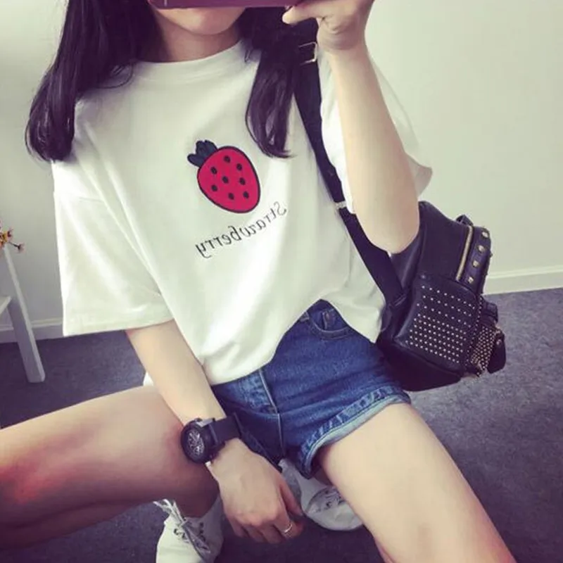 2017 Summer New Strawberry Watermelon Banana Fruits Print Women Print T-shirt Harajuku Style Plus Size
2017 Summer New Strawberry Watermelon Banana Fruits Print Women Print T-shirt Harajuku Style Plus Size
