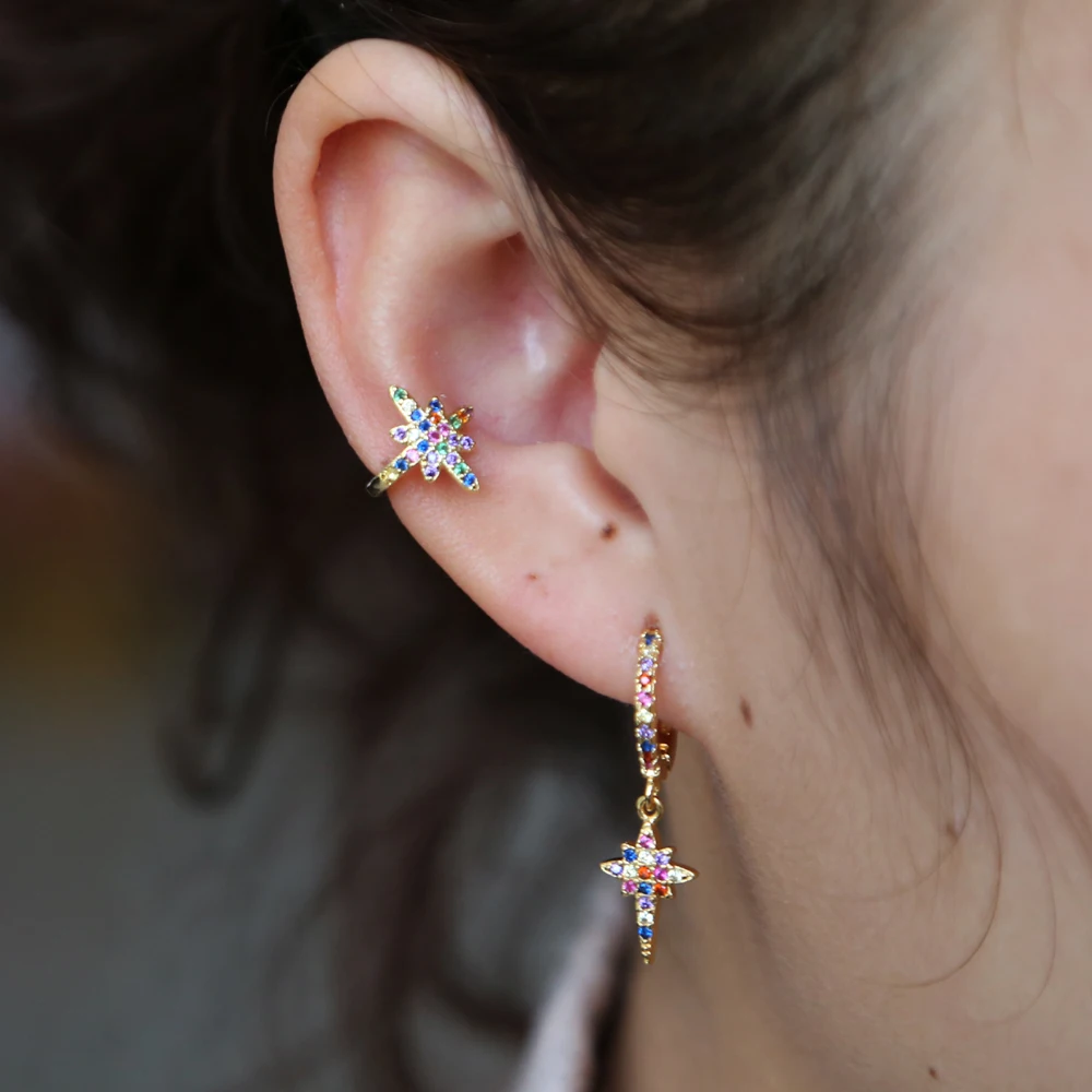 Gold filled rainbow colorful cz earring for girl women christmas gift star northstar shape gorgeous women trendy jewelry
Gold filled rainbow colorful cz earring for girl women christmas gift star northstar shape gorgeous women trendy jewelry