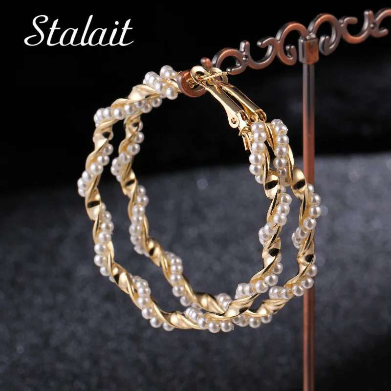 Statement Imitation Pearls Hoop Earrings Diameter 4/5/6cm Bohemian Gold Color Hoop Earrings For Women Engagement Gift
Statement Imitation Pearls Hoop Earrings Diameter 4/5/6cm Bohemian Gold Color Hoop Earrings For Women Engagement Gift