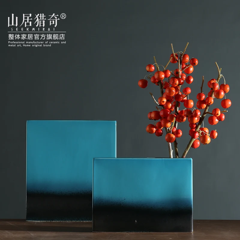 Square Mediterranean ceramic creative Blue flowers vase home decor crafts room decoration Office figurines vintage vase gifts
Square Mediterranean ceramic creative Blue flowers vase home decor crafts room decoration Office figurines vintage vase gifts