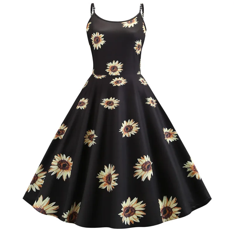 Retro Sunflower Dress Summer 2019 Off Shoulder Sexy Spaghetti Strap Robe Vintage Rockabilly Dress Sundresses Women Big Swing
Retro Sunflower Dress Summer 2019 Off Shoulder Sexy Spaghetti Strap Robe Vintage Rockabilly Dress Sundresses Women Big Swing