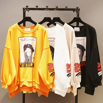 2018 Autumn Holes Sweatshirt Women New Fashion Printing Loose Fitting Long Sleeve Hole Bat Sleeve Basic Cotton Shirt
2018 Autumn Holes Sweatshirt Women New Fashion Printing Loose Fitting Long Sleeve Hole Bat Sleeve Basic Cotton Shirt