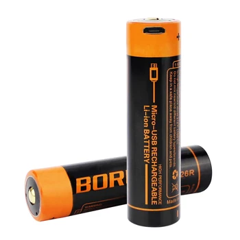 BORUiT USB Rechargeable 3.7V 18650 2600mAh Li-ion Battery with PCB &LED Indicator for Headlamp and Flashlight
BORUiT USB Rechargeable 3.7V 18650 2600mAh Li-ion Battery with PCB &LED Indicator for Headlamp and Flashlight