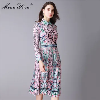 MoaaYina Fashion Designer Runway Dress Summer Women Turn-down Collar Long sleeve Print Casual Holiday Slim Elegant Pleated Dress 
MoaaYina Fashion Designer Runway Dress Summer Women Turn-down Collar Long sleeve Print Casual Holiday Slim Elegant Pleated Dress