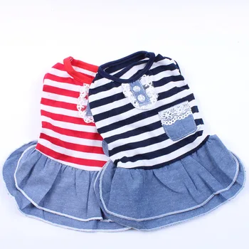 Dog Cat Dress T-Shirt Jean Striped Pet Puppy Skirt Spring/Summer Clothes Apparel 2 Colours 5 Sizes
Dog Cat Dress T-Shirt Jean Striped Pet Puppy Skirt Spring/Summer Clothes Apparel 2 Colours 5 Sizes
