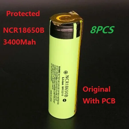 8 шт./лот оригинальный ncr18650b 3.7 В 3400 мАч охраняемых литий-ионная аккумуляторная