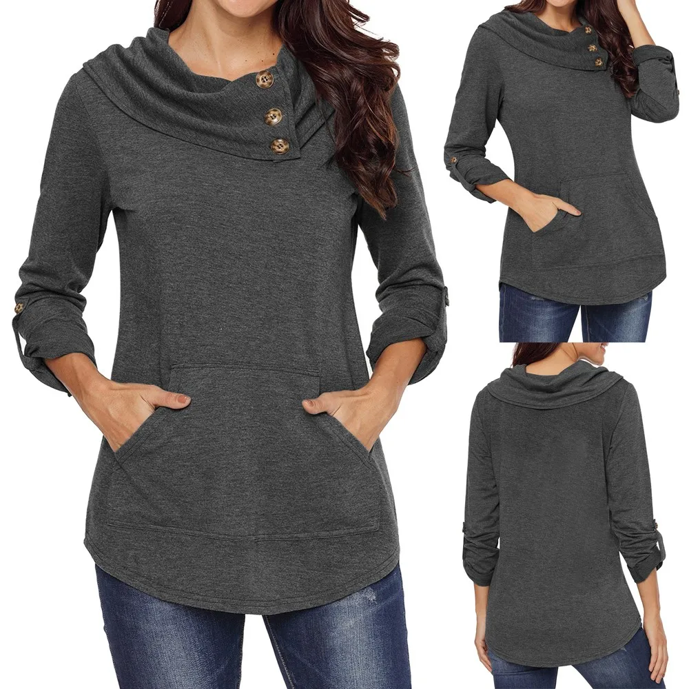 Women's Casual Solid Long Sleeve Cowl Neck Kangaroo Pocket Pullover Sweatshirt Tops Drop Shipping
Women's Casual Solid Long Sleeve Cowl Neck Kangaroo Pocket Pullover Sweatshirt Tops Drop Shipping