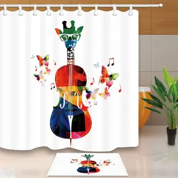 Creative Music Concept Decor Giraffe Hipster on Violoncello with Butterflies Flying Mildew Shower Curtain Set Doormat Bath Rugs
Creative Music Concept Decor Giraffe Hipster on Violoncello with Butterflies Flying Mildew Shower Curtain Set Doormat Bath Rugs